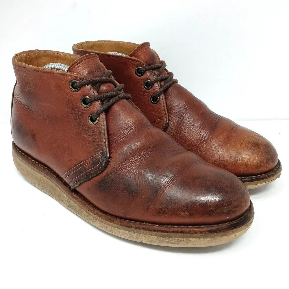 RED WING 595 Chukka Leather Boots Brown Mens Size 5.5 D Made In USA